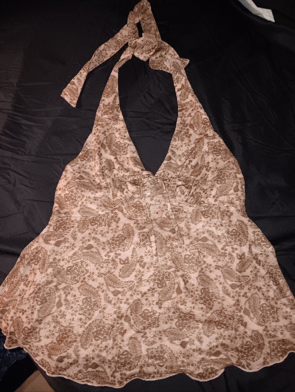 Madden Girl by Steve Madden Tan & Brown Paisley Halter Top